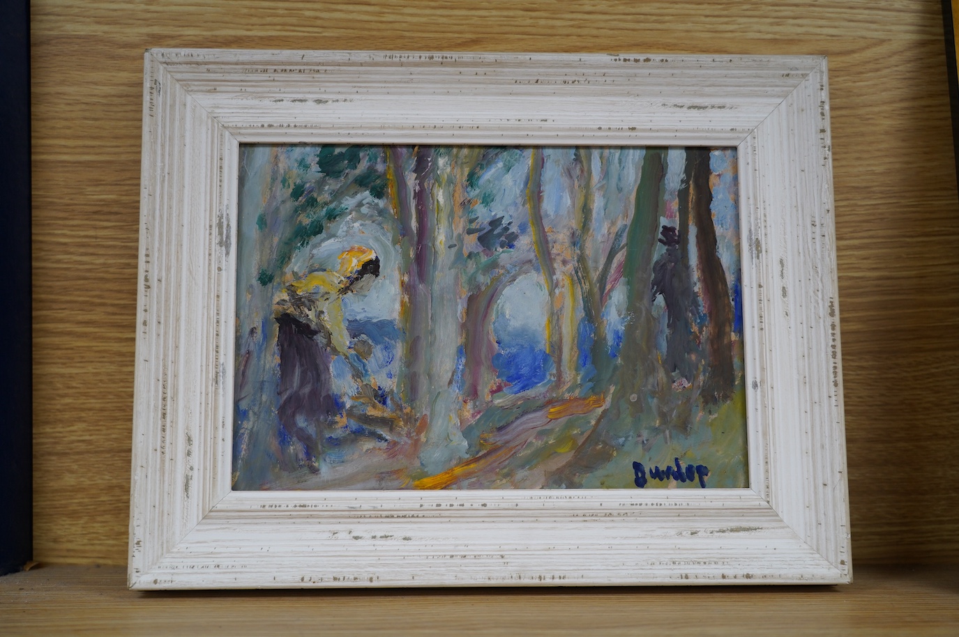 Ronald Ossory Dunlop (1894 - 1973), oil on board, 'In The Woods', 17.5 x 25.5cm. Condition - good